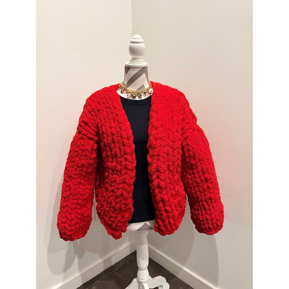 Red crotchet cardigan